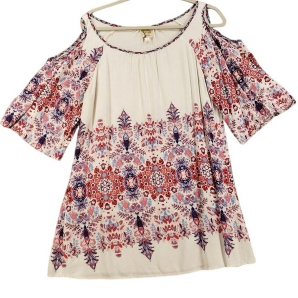 FIG & FLOWER ANTHROPOLOGIE TUNIC BLOUSE COLD SHOULDER SZ S BOHO COTTAGE CORE